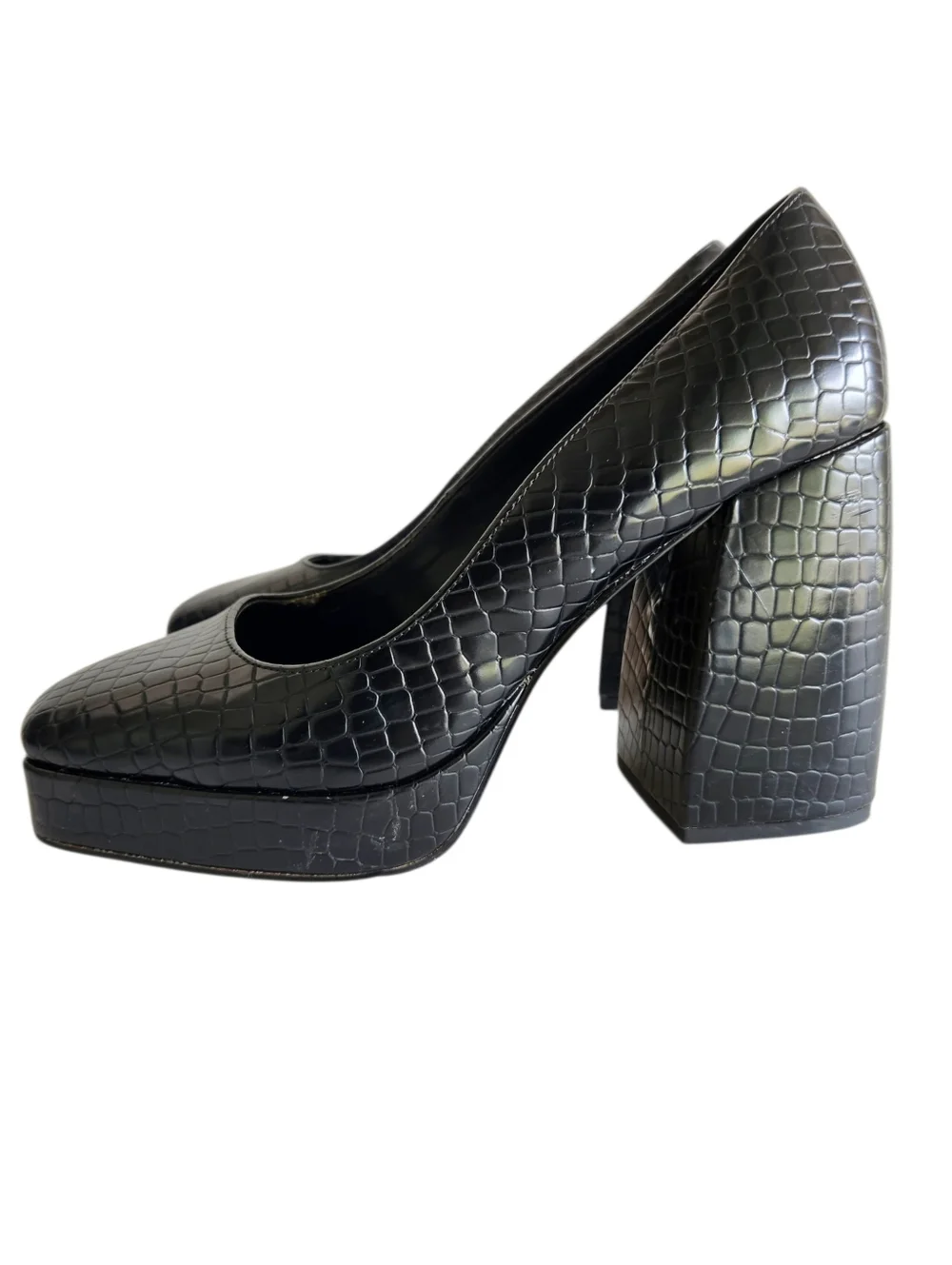 Katy Perry The Uplift Platform Pump Black Block Heel Square Toe  Size 10